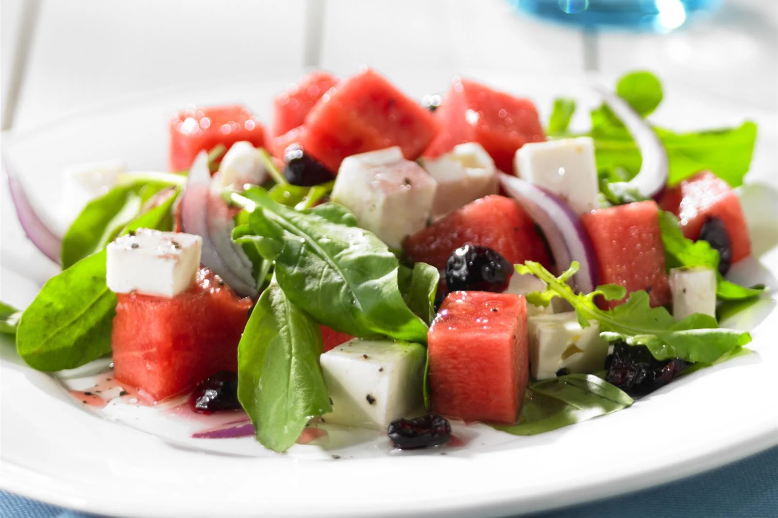 Watermelon Feta and Arugula Salad